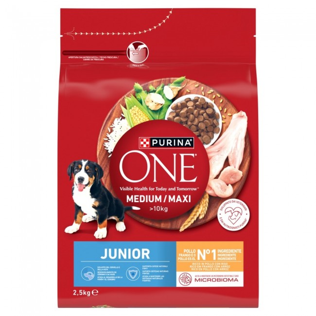 PURINA One Junior Medium/Maxi Rich in chicken with rice - dry dog food - 2,5kg