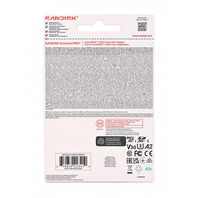 SanDisk Extreme PRO microSD UHS-I 64 GB MicroSDHC