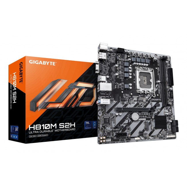 GIGABYTE H810M S2H Motherboard - Intel Core Ultra (Series 2) CPUs, 4+1+2 Phases VRM, up to 6400MHz DDR5, 1xPCIe 4.0 M.2, 1GbE LAN, USB 3.2 Gen 1 GIGABYTE H810M S2H Motherboard - Intel Core Ultra (Series 2) CPUs, 4+1+2 Phases VRM, up to 6400MHz DDR5, 1xPCIe 4.0 M.2, 1GbE LAN, USB 3.2 Gen 1