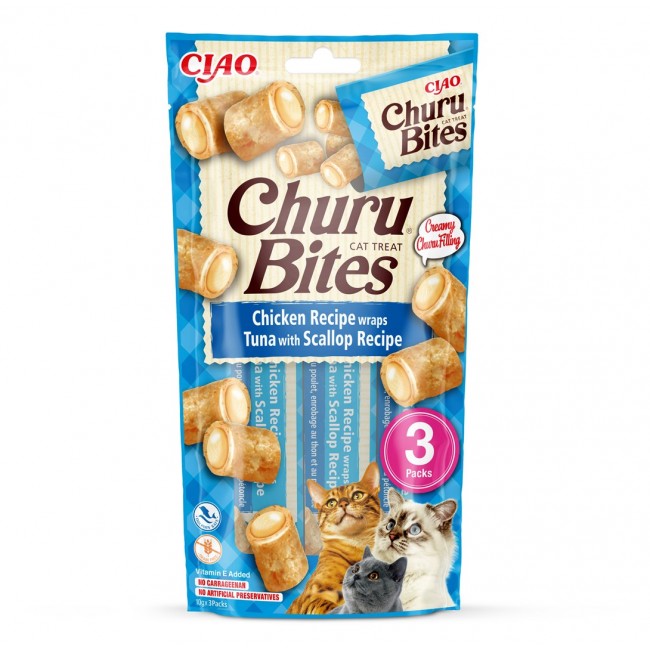 INABA Churu Bites Chicken with tuna and scallops - cat treats - 3x10 g