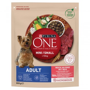 PURINA One Mini Adult Beef, Rice - Dry Dog Food - 800 g