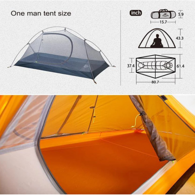 Naturehike cycling tent Ultralight 1 NH18A095-D-orange Naturehike cycling tent Ultralight 1 NH18A095-D-orange