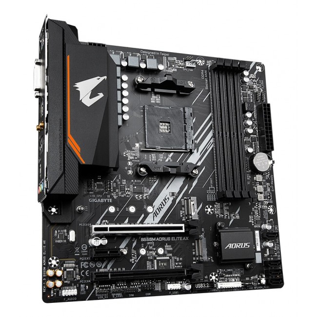 GIGABYTE B550M AORUS ELITE AX Motherboard - AMD Ryzen 5000 CPUs, 5+3 Phases VRM, up to 4733MHz DDR4, 1xPCIe 4.0 + 1xPCIe 3.0 M.2, Wi-Fi 6E, 1GbE LAN, USB 3.2 Gen 1 GIGABYTE B550M AORUS ELITE AX Motherboard - AMD Ryzen 5000 CPUs, 5+3 Phases VRM, up to 4733MHz DDR4, 1xPCIe 4.0 + 1xPCIe 3.0 M.2, Wi-Fi 6E, 1GbE LAN, USB 3.2 Gen 1