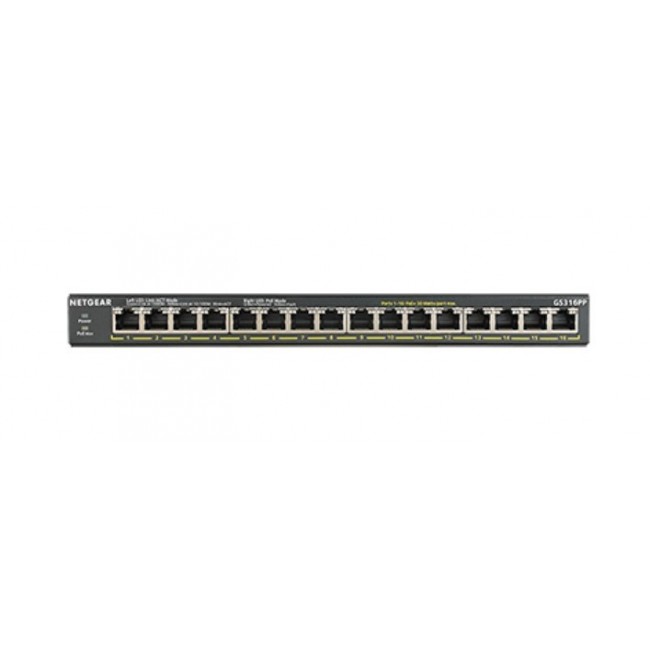 NETGEAR GS316PP Unmanaged Gigabit Ethernet (10/100/1000) Power over Ethernet (PoE) Black