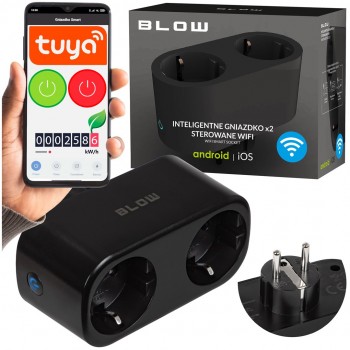 TUYA WiFi-controlled double smart socket, black