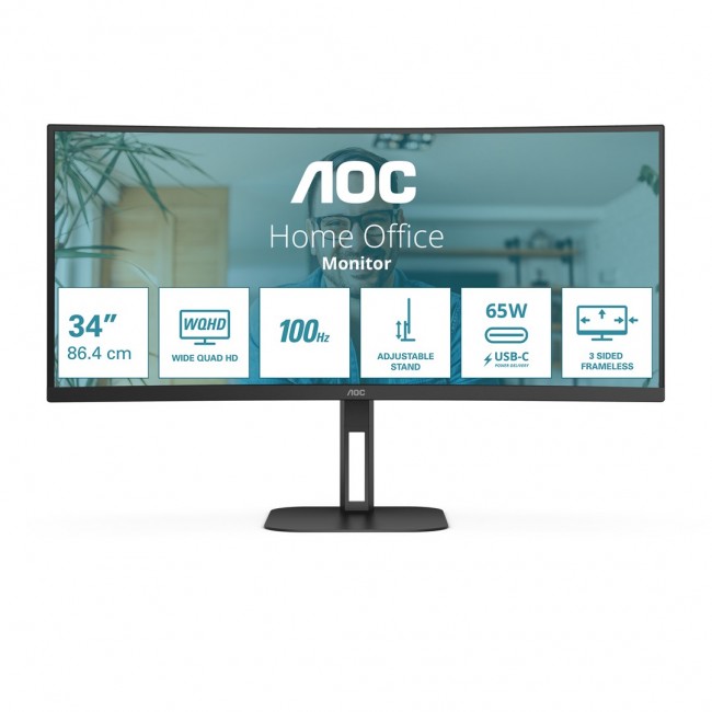 AOC V5 CU34V5C/BK computer monitor 86.4 cm (34 AOC V5 CU34V5C/BK computer monitor 86.4 cm (34