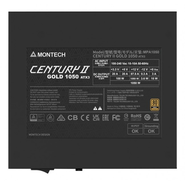 Montech CENTURY II 1050W power supply unit 20+4 pin ATX ATX Silver
