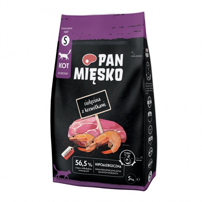 PAN MIĘSKO Veal with Shrimps Small - dry cat food - 5 kg