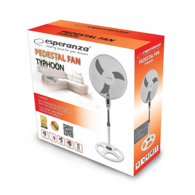 Esperanza EHF002WE, 16 '' standing fan, White and Gray