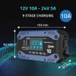 Qoltec 52482 Intelligent charger for STD AGM GEL LiFePO4 | Battery charger with repair function |12-24V |10A | LCD | 9 - stage charging