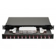 Equip 12-Port Fiber Optic Splice Box, LC Duplex,OM4, 1U, Equipped, Black