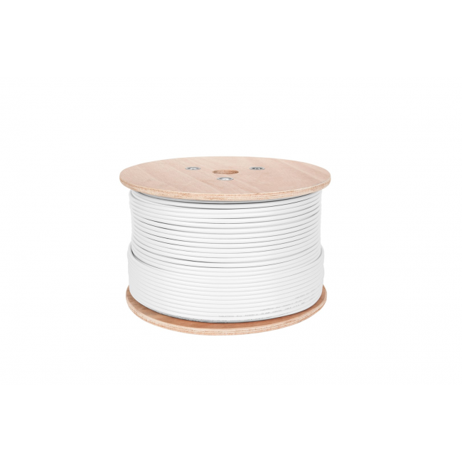 Coaxial cable F690BV. A white spool of 305m Coaxial cable F690BV. A white spool of 305m