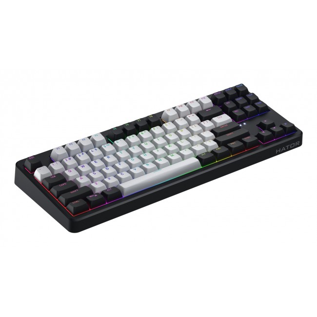 HATOR Rockfall 3 TKL Wireless, black, QMK/VIA, OMA profile white-black keycaps Keyboard - linear mechanical hotswap switches - US - ANSI Layout (HTK850)