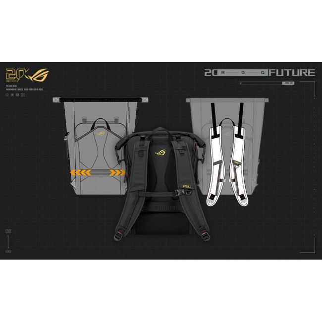 ASUS ROG SLASH Edition 20 backpack Roll top backpack Black Polyester, PU leather