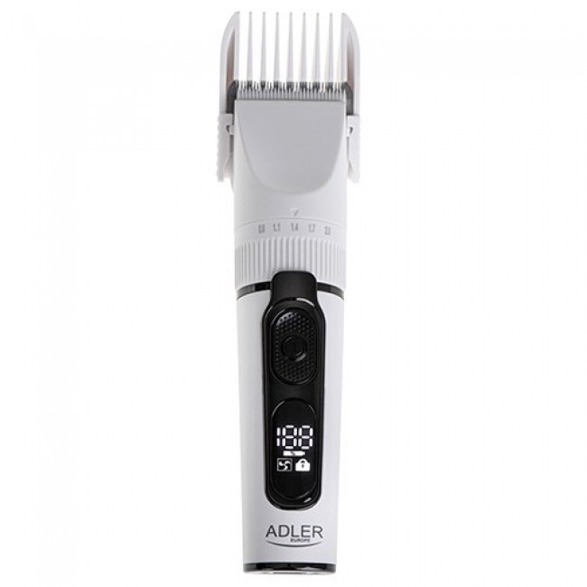 Adler | Hair Clipper with LCD Display | AD 2839 | Cordless | Number of length steps 6 | White/Black Adler | Hair Clipper with LCD Display | AD 2839 | Cordless | Number of length steps 6 | White/Black