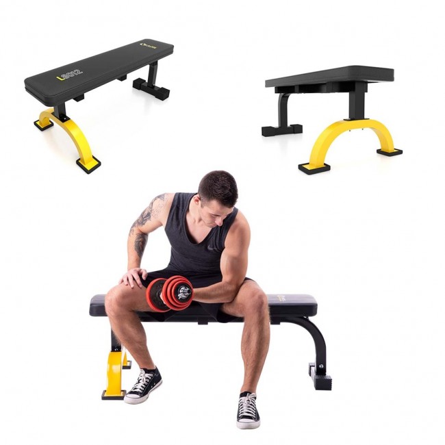 HMS Fitness L8012 Flat weight training bench Gym, Home Black, Yellow HMS Fitness L8012 Flat weight training bench Gym, Home Black, Yellow