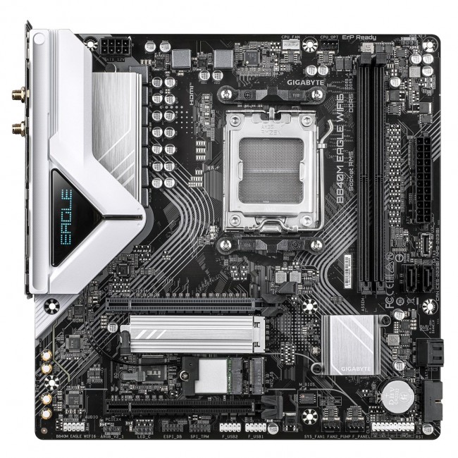 GIGABYTE B840M EAGLE WIFI6 Motherboard - AMD Ryzen 9000 CPUs, 5+2+2 Phases VRM, up to 7600MHz DDR5(O.C), 1xPCIe 4.0 + 1xPCIe 3.0 M.2, Wi-Fi 6, 2.5GbE LAN, USB 3.2 Gen 1 GIGABYTE B840M EAGLE WIFI6 Motherboard - AMD Ryzen 9000 CPUs, 5+2+2 Phases VRM, up to 7600MHz DDR5(O.C), 1xPCIe 4.0 + 1xPCIe 3.0 M.2, Wi-Fi 6, 2.5GbE LAN, USB 3.2 Gen 1