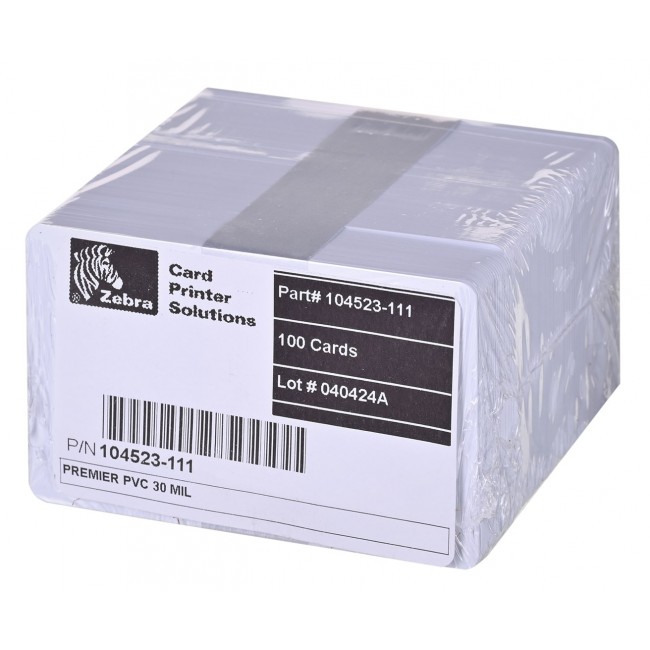 Zebra Premier PVC Card, 30 mil (5 packs x 100)