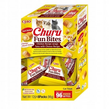 INABA Churu fun bites Chicken Recipe wraps Tuna with Cheese Recipe - cat treats - 8x12g (96g)