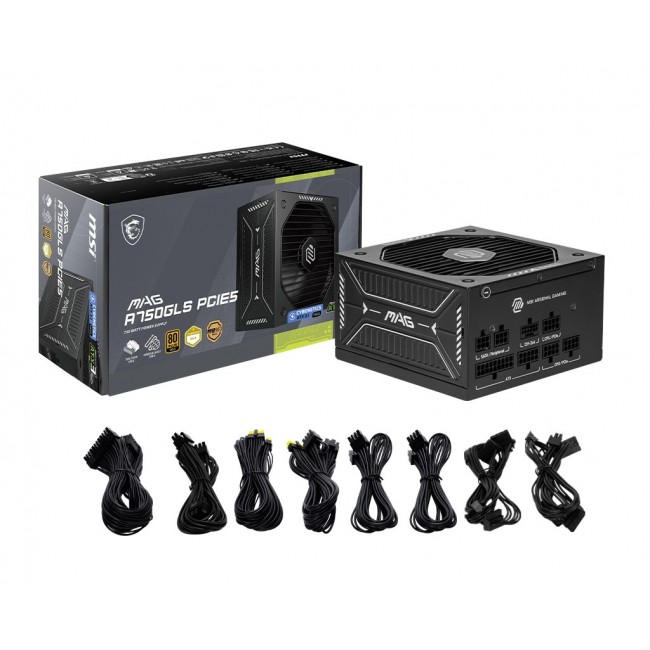MSI MAG A750GLS PCIE5 power supply unit 750 W 24-pin ATX ATX Black MSI MAG A750GLS PCIE5 power supply unit 750 W 24-pin ATX ATX Black
