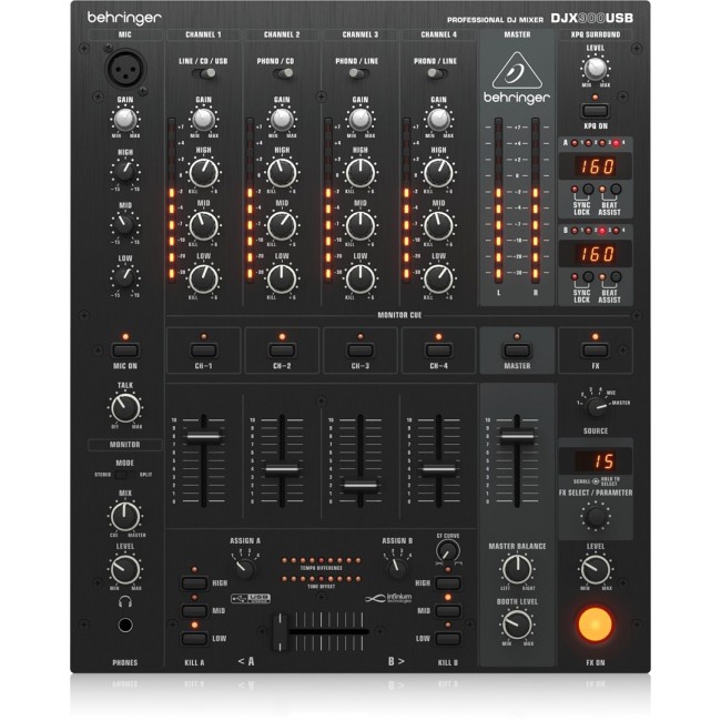 Behringer DJX900USB - professional 5-Channel DJ Mixer with INFINIUM 'Contact-Free' VCA Crossfader, Advanced Digital Effects and USB/Audio Interface