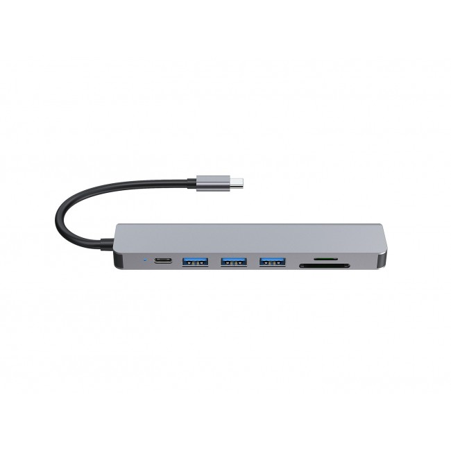 Equip USB-C 7 in 1 Multifunctional Adapter, HDMI 4K/60Hz, USB 3.2 Gen1 x 3 , TF/MICRO SD, 100W USB PD