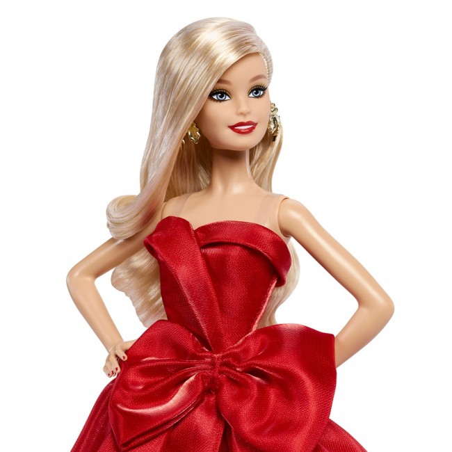 Barbie Signature 2026 Holiday Fashion Doll, Seasonal Collector, Blonde with Red Gown with Bow Detail