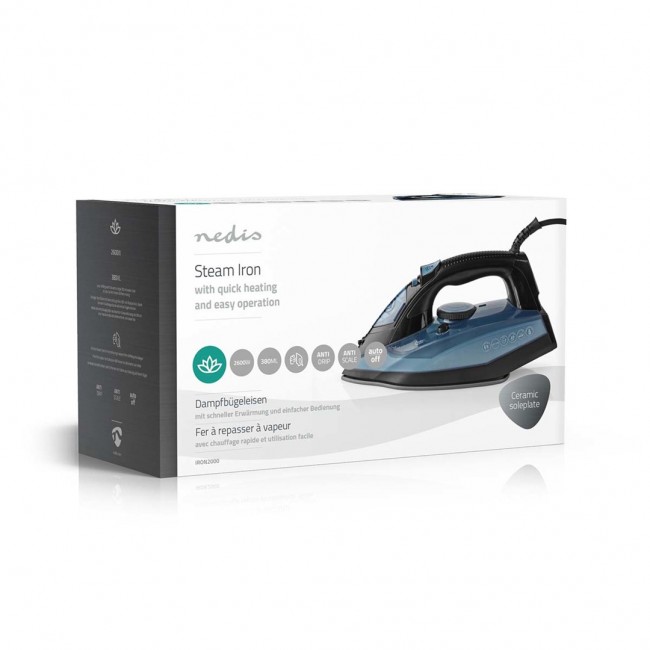 Nedis IRON2000 iron Dry iron Ceramic soleplate 2600 W Blue Nedis IRON2000 iron Dry iron Ceramic soleplate 2600 W Blue