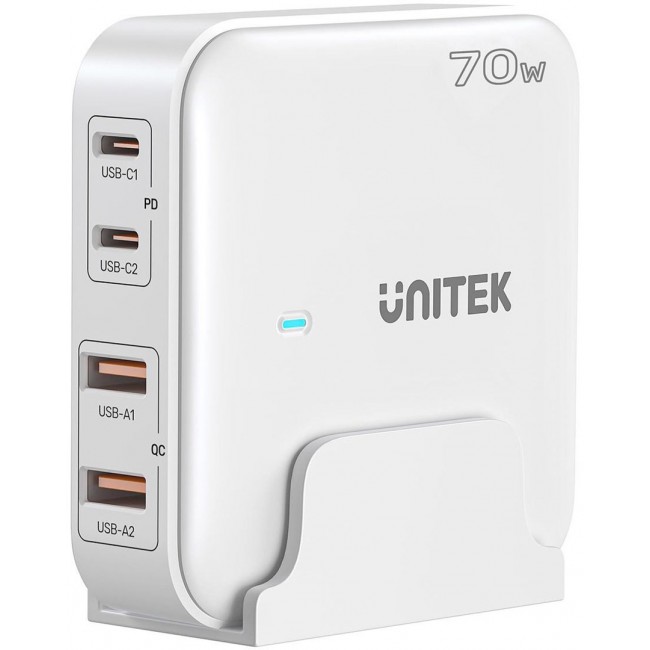 GaN network charger - Unitek P1228AWH01-EU | 70W 2x USB-C 2x USB-A GaN network charger - Unitek P1228AWH01-EU | 70W 2x USB-C 2x USB-A