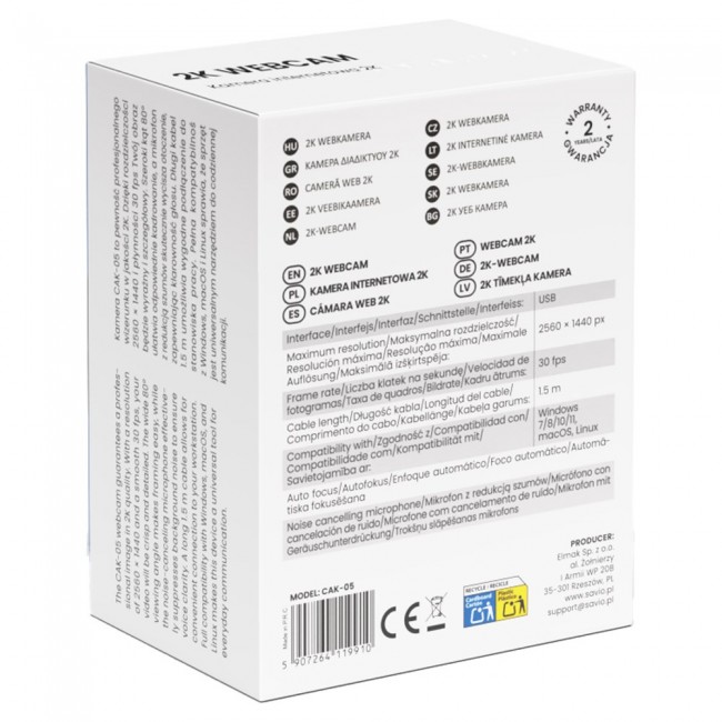 Savio 2K Webcam CAK-05