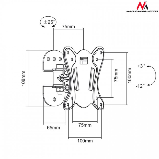 Maclean MC-670 Wall Mount Bracket LCD Adjustable Wall TV Bracket up to 20kg