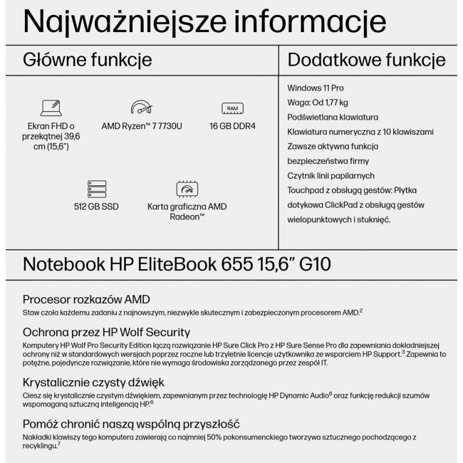 HP EliteBook 655 15.6 G10 AMD Ryzen 7 7730U Laptop 39.6 cm (15.6 HP EliteBook 655 15.6 G10 AMD Ryzen 7 7730U Laptop 39.6 cm (15.6