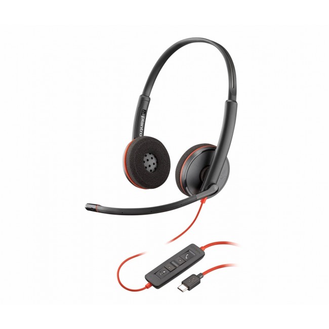 HP Poly Blackwire 3220 Stereo USB-C Headset +USB-C/A Adapter