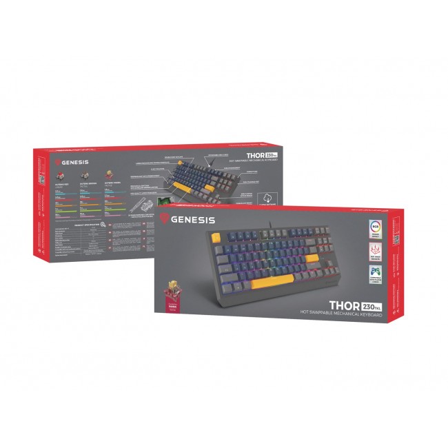 GENESIS THOR 230 TKL keyboard Gaming USB + RF Wireless + Bluetooth QWERTY Black, Blue, Grey, Orange GENESIS THOR 230 TKL keyboard Gaming USB + RF Wireless + Bluetooth QWERTY Black, Blue, Grey, Orange