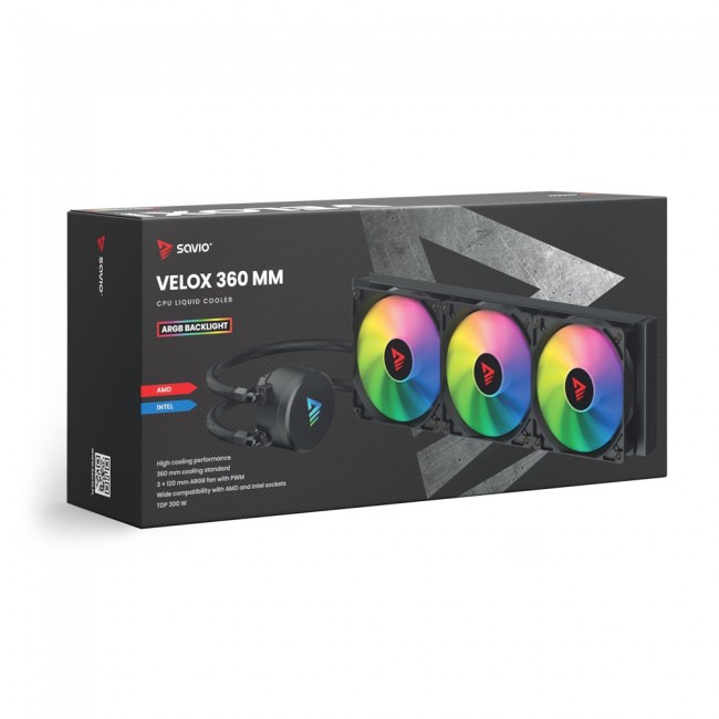 Savio VELOX 360 MM computer cooling system Processor All-in-one liquid cooler 36 cm Black 1 pc(s) Savio VELOX 360 MM computer cooling system Processor All-in-one liquid cooler 36 cm Black 1 pc(s)