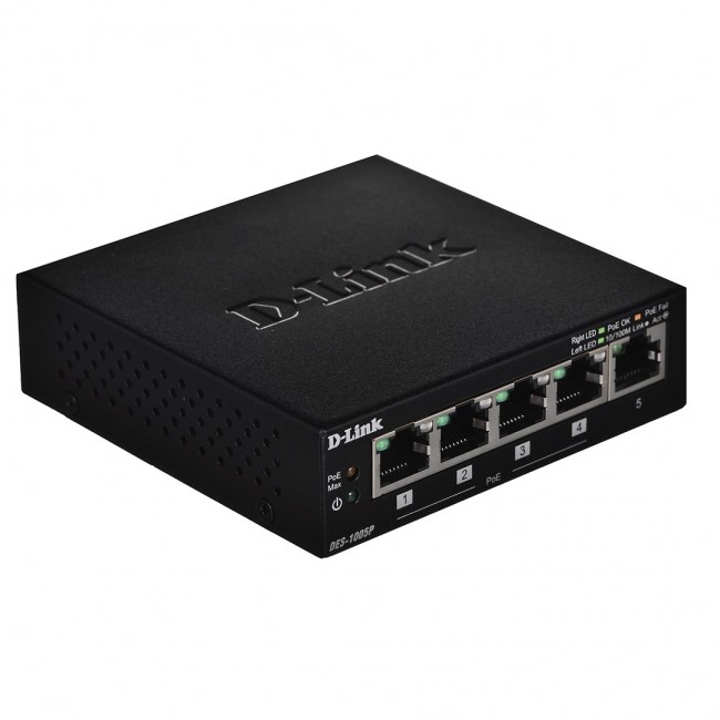 D-Link DES-1005P network switch Unmanaged Black Power over Ethernet (PoE) D-Link DES-1005P network switch Unmanaged Black Power over Ethernet (PoE)