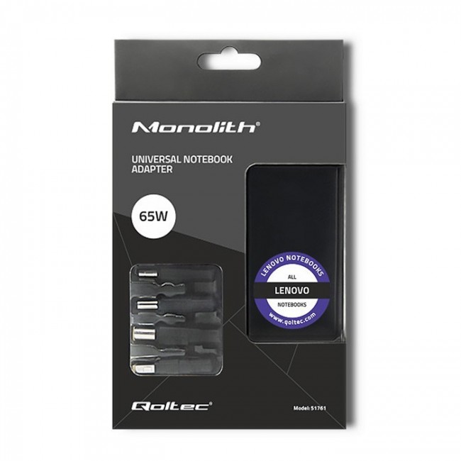 Qoltec 51761 Power adapter designed for Lenovo | 65W | 4 plugs | +power cable