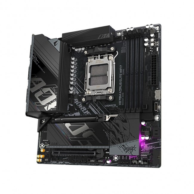 GIGABYTE X870M AORUS ELITE WIFI7 Motherboard - Supports AMD Ryzen 9000 CPUs, 14+2+2 Phases Digital VRM, up to 8200Hz DDR5 (OC), 1xPCIe 5.0 + 1xPCIe 4.0, Wi-Fi 7, 2.5 GbE LAN, USB 4