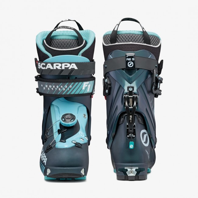 Scarpa F1 WOMAN, 230, Anthracite - Aqua, TLT (Optimized Touring Pivot - 6mm) Scarpa F1 WOMAN, 230, Anthracite - Aqua, TLT (Optimized Touring Pivot - 6mm)