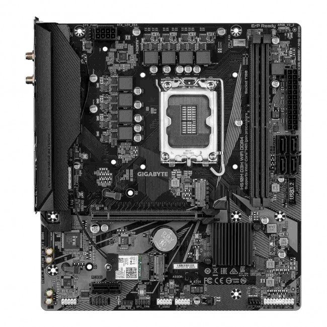 GIGABYTE H610M D3H WIFI DDR4 Motherboard - Supports 14th Gen. Intel Core CPUs, 6+1+1 phases VRM, up to 3200MHz DDR4, 2xPCIe 3.0 M.2, WIFI 5, 1GbE LAN, USB 3.2 Gen 1