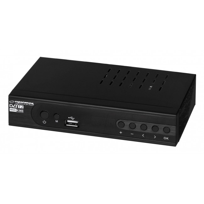 Esperanza EV106P Digital DVB-T2 H.265/HEVC tuner, Black