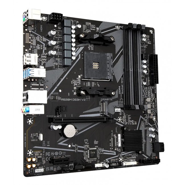 GIGABYTE A520M DS3H V2 Motherboard - Supports AMD Ryzen 5000 Series AM4 CPUs, up to 4733MHz DDR4 (OC), PCIe 3.0 x16, GbE LAN, USB 3.2 Gen 1