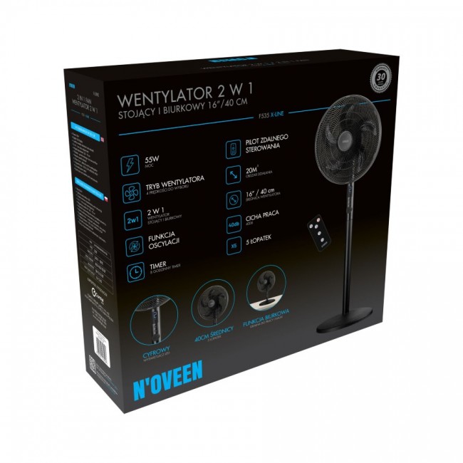 2-in-1 pedestal and desk fan NOVEEN F535 16
