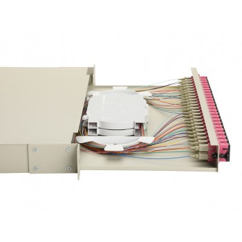 Equip 24-Port Fiber Optic Splice Box, SC Duplex, OM4, 1U, Equipped, Grey