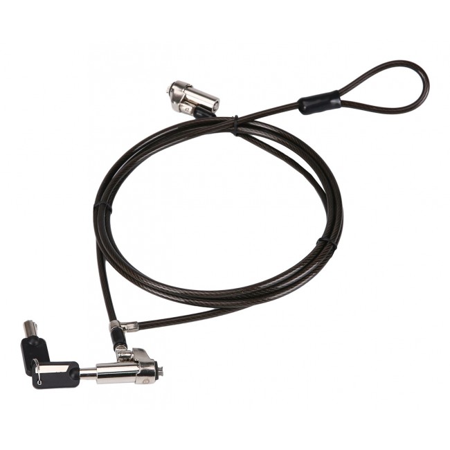 Conceptronic CUSTODIO02BNTM Keyed Dual Head Laptop Lock, Nano Lock Slot, Master Keyed Compatible, 1.8m