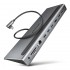 Axagon HMC-4KX3 USB 5Gbps hub, 3x USB-A, 2x HDMI, DP, RJ-45, SD/microSD, audio, PD 100W