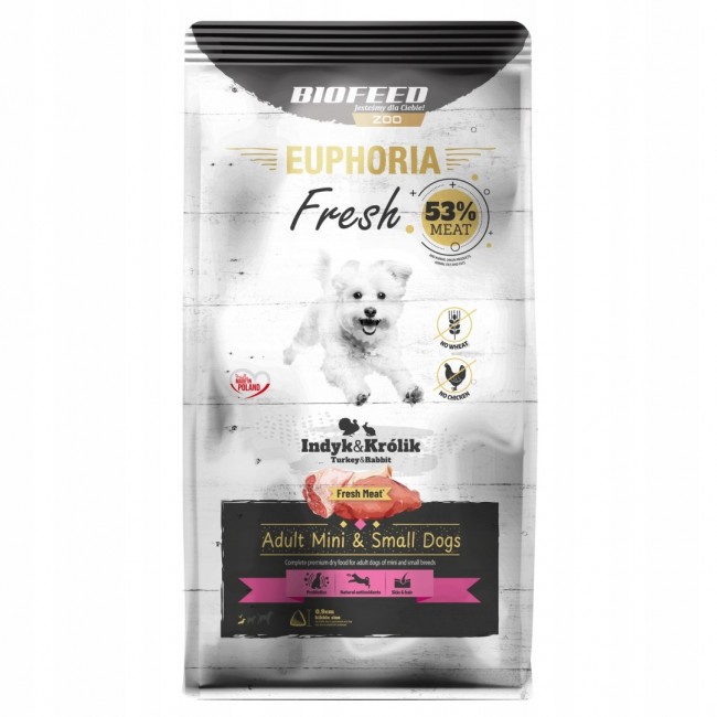 EUPHORIA Fresh Adult Turkey with rabbit XS/S - dry dog food - 500g