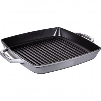 STAUB Square cast iron grill pan with two handles 33 cm, graphite