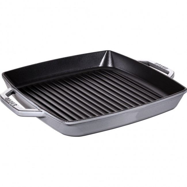 STAUB Square cast iron grill pan with two handles 33 cm, graphite