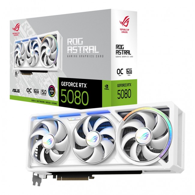 ASUS ROG Astral - -RTX5080-O16G-WHITE NVIDIA GeForce RTX 5080 16 GB GDDR7 ASUS ROG Astral - -RTX5080-O16G-WHITE NVIDIA GeForce RTX 5080 16 GB GDDR7